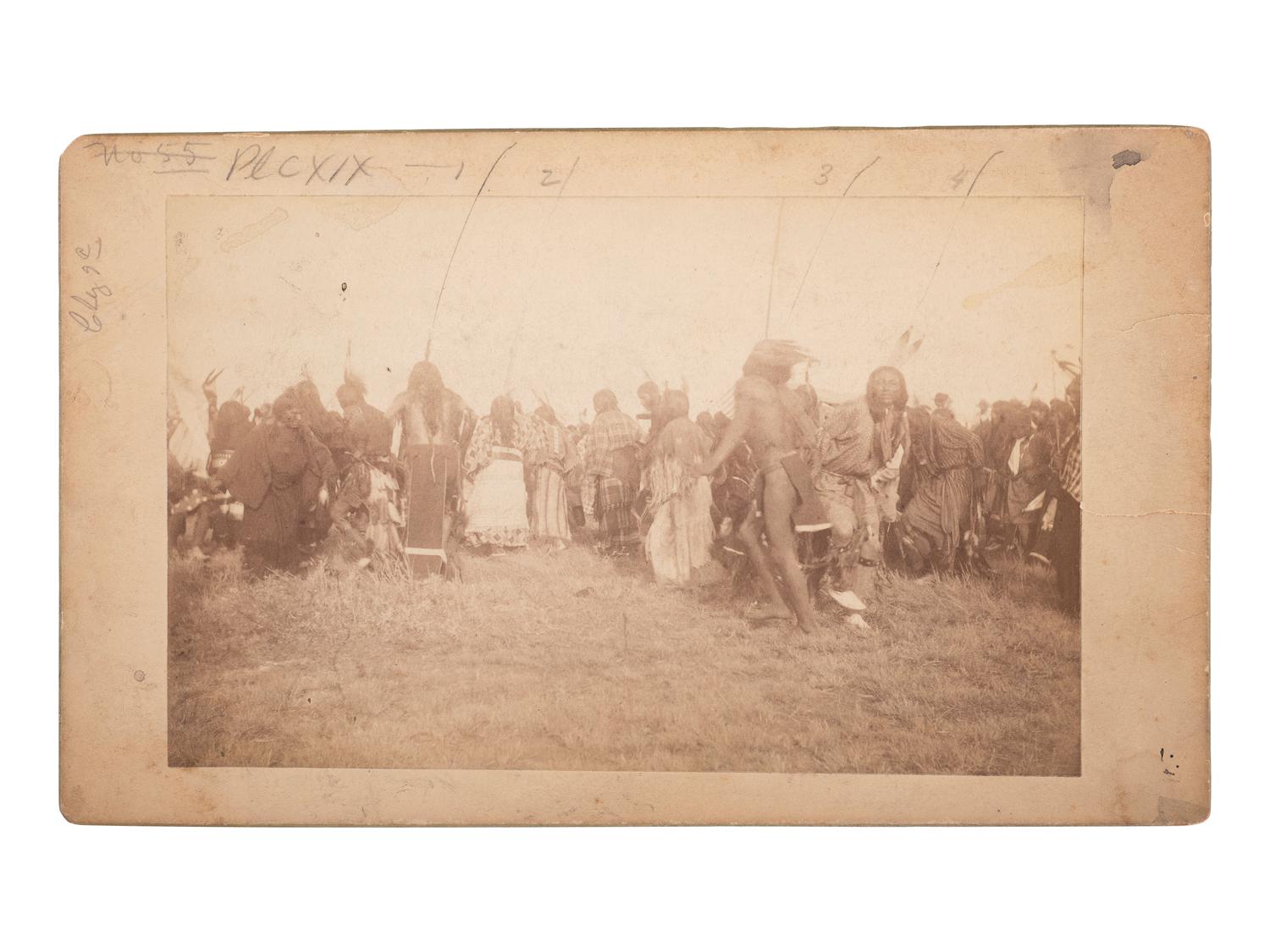 [NATIVE AMERICANS]. MOONEY, James (1861-1921), photographer. A collection of 10 photographs from Mooney’s pioneering investigations of the Ghost Dance and other Native American Circle Dances. Ca 1892-1893.