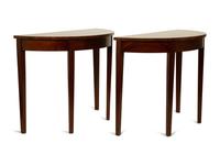 A Pair of George III Mahogany Demi-lune Console Tables — 19TH CENTURY