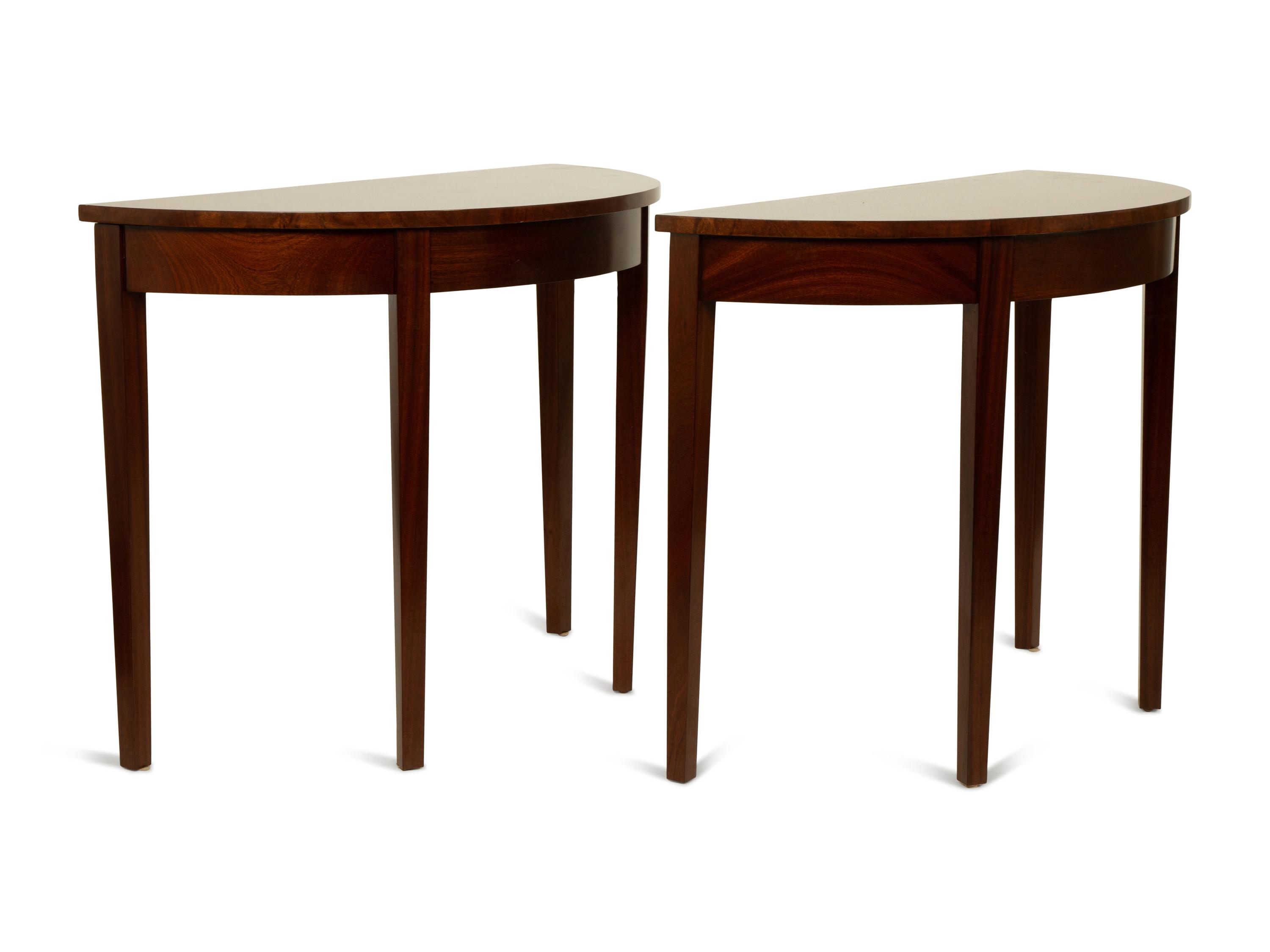 A Pair of George III Mahogany Demi-lune Console Tables — 19TH CENTURY