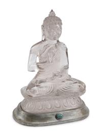 A Large Rock Crystal Seated Figure of Buddha
