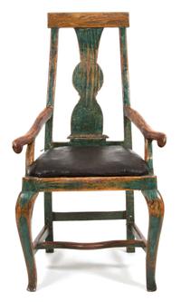 A Venetian Painted Wood Armchair Height 39 x width 21 x depth 19 inches. — 18TH CENTURY