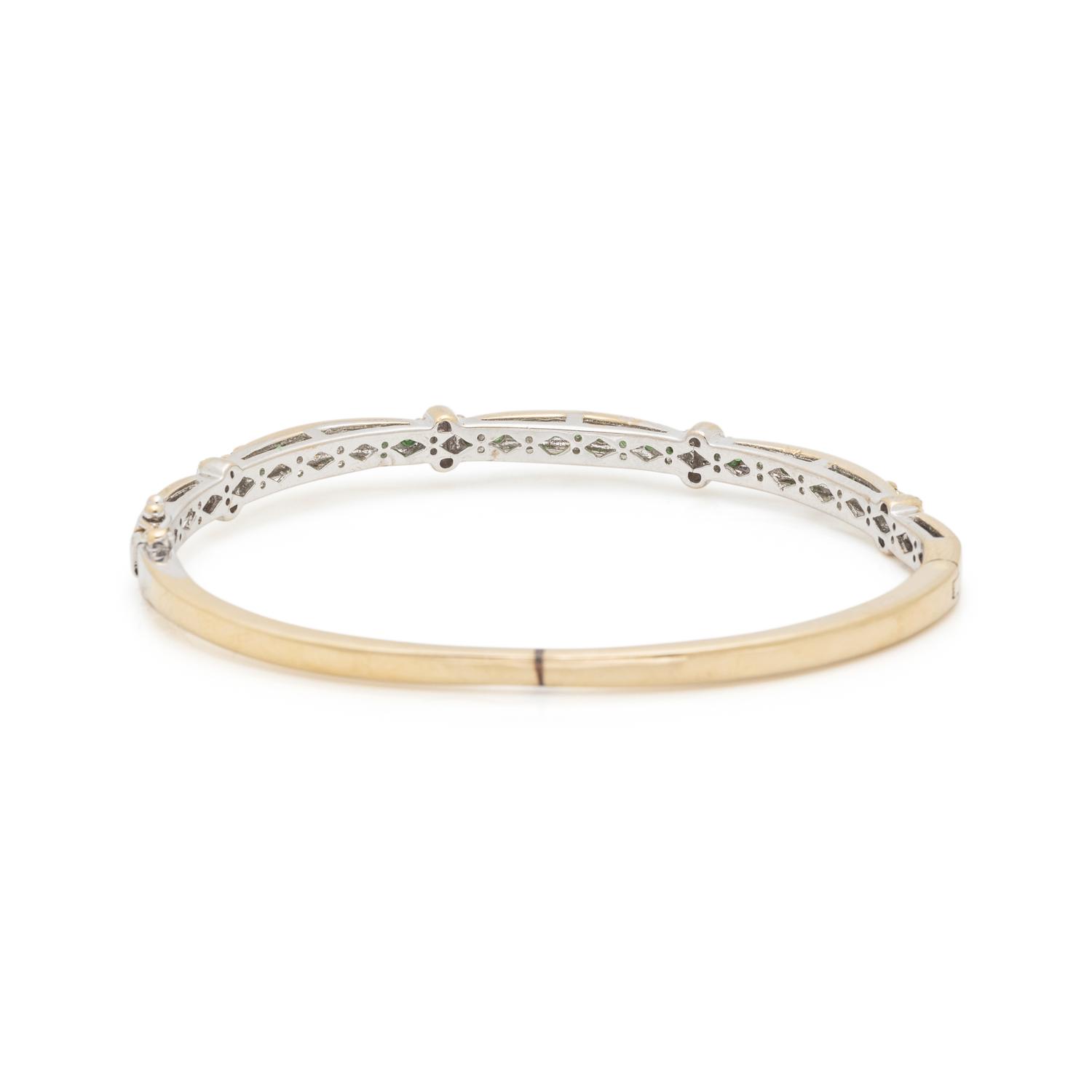TSAVORITE GARNET AND DIAMOND BANGLE BRACELET