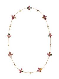 YELLOW GOLD, TOURMALINE AND COLORED DIAMOND NECKLACE