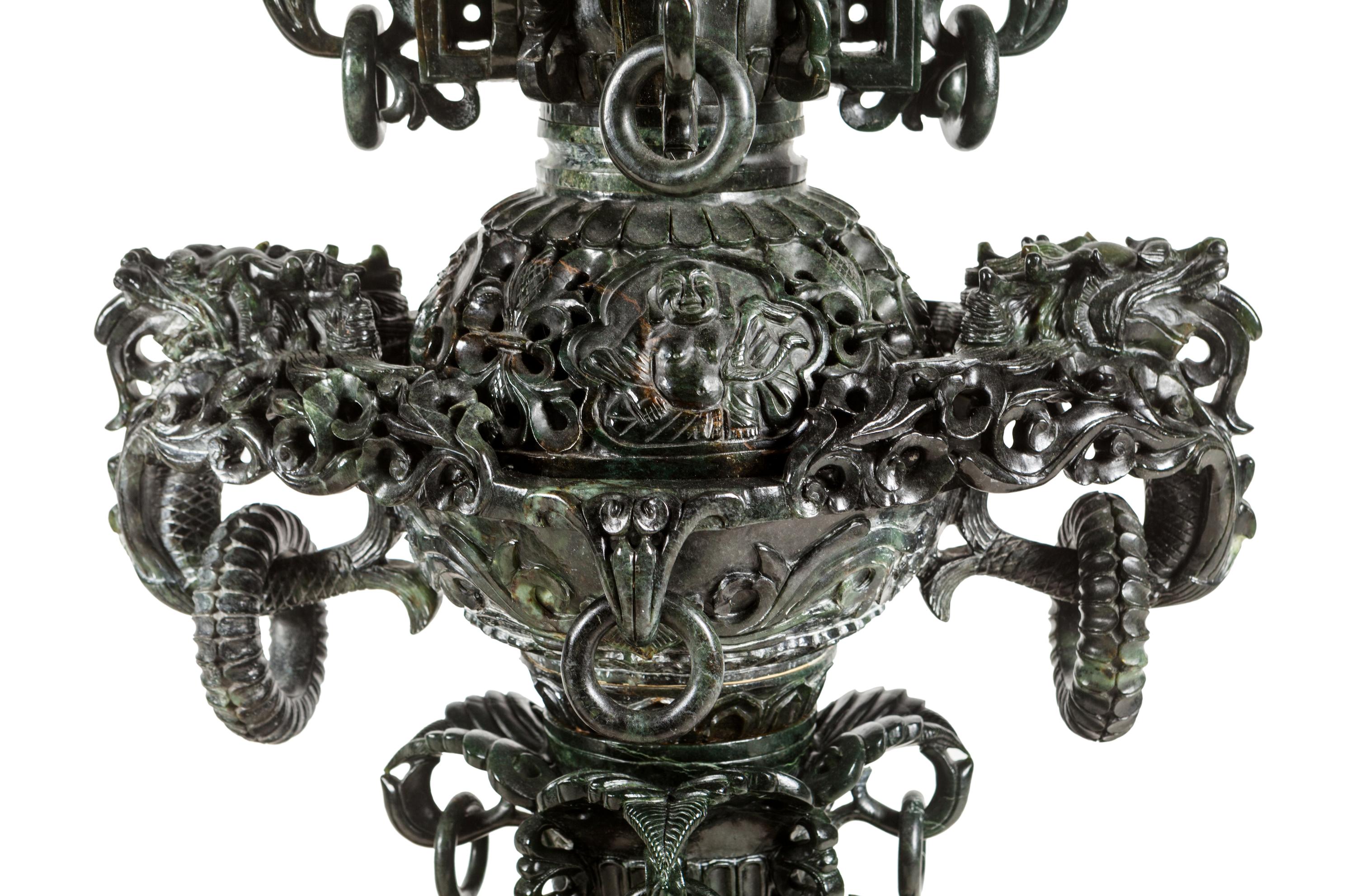 A Pair of Large Chinese Export Carved Hardstone Vessels