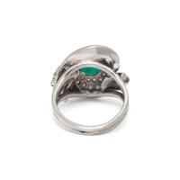 PLATINUM, EMERALD, AND DIAMOND RING