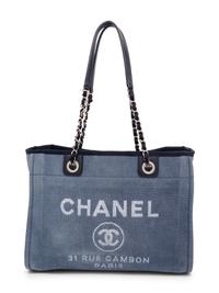 CHANEL, SMALL BLUE DEAUVILLE TOTE