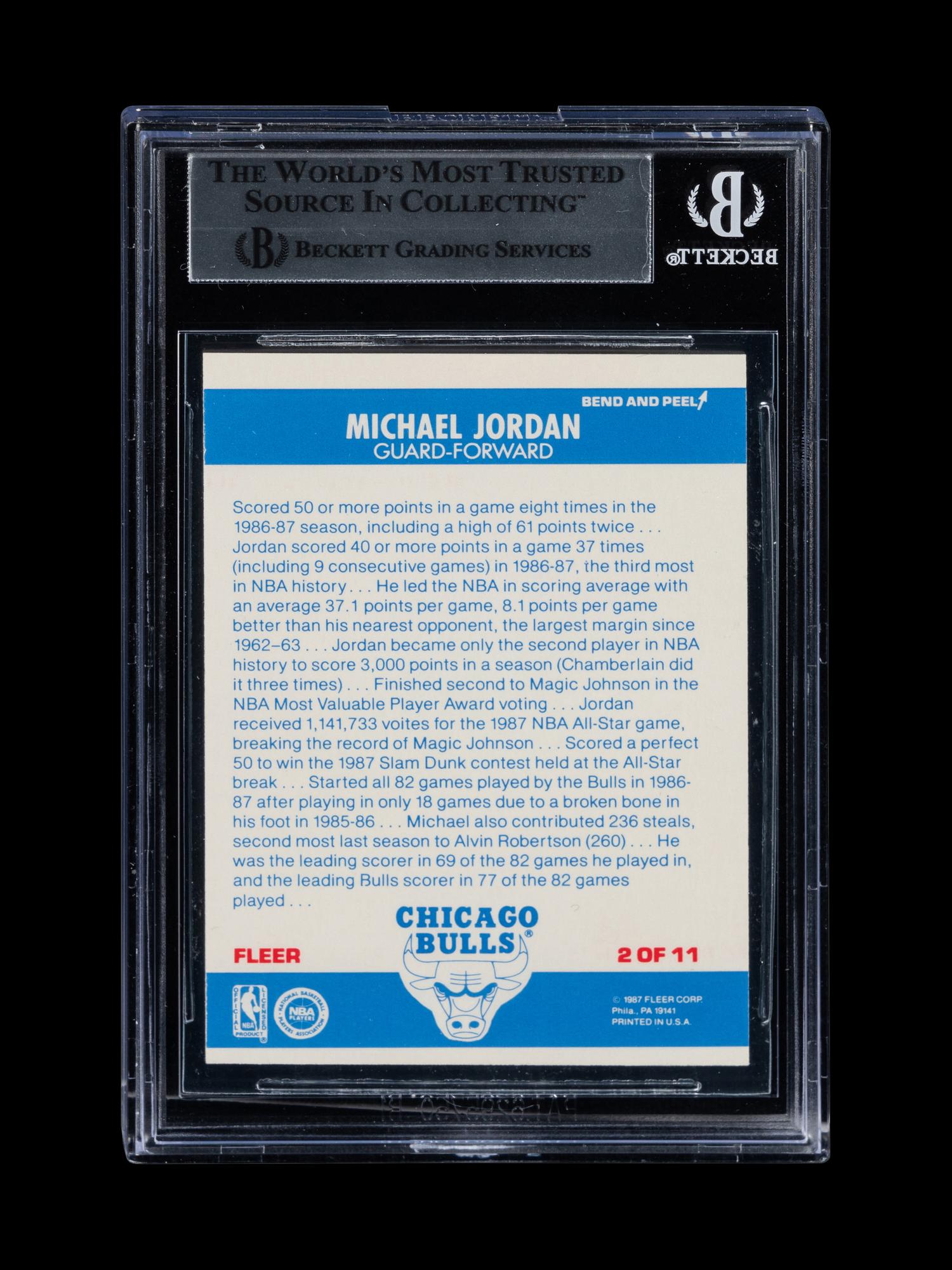A Michael Jordan Signed Autograph 1987 Fleer Basketball Card No. 59 With Period Signature (Beckett Authentication Services BAS Certified)