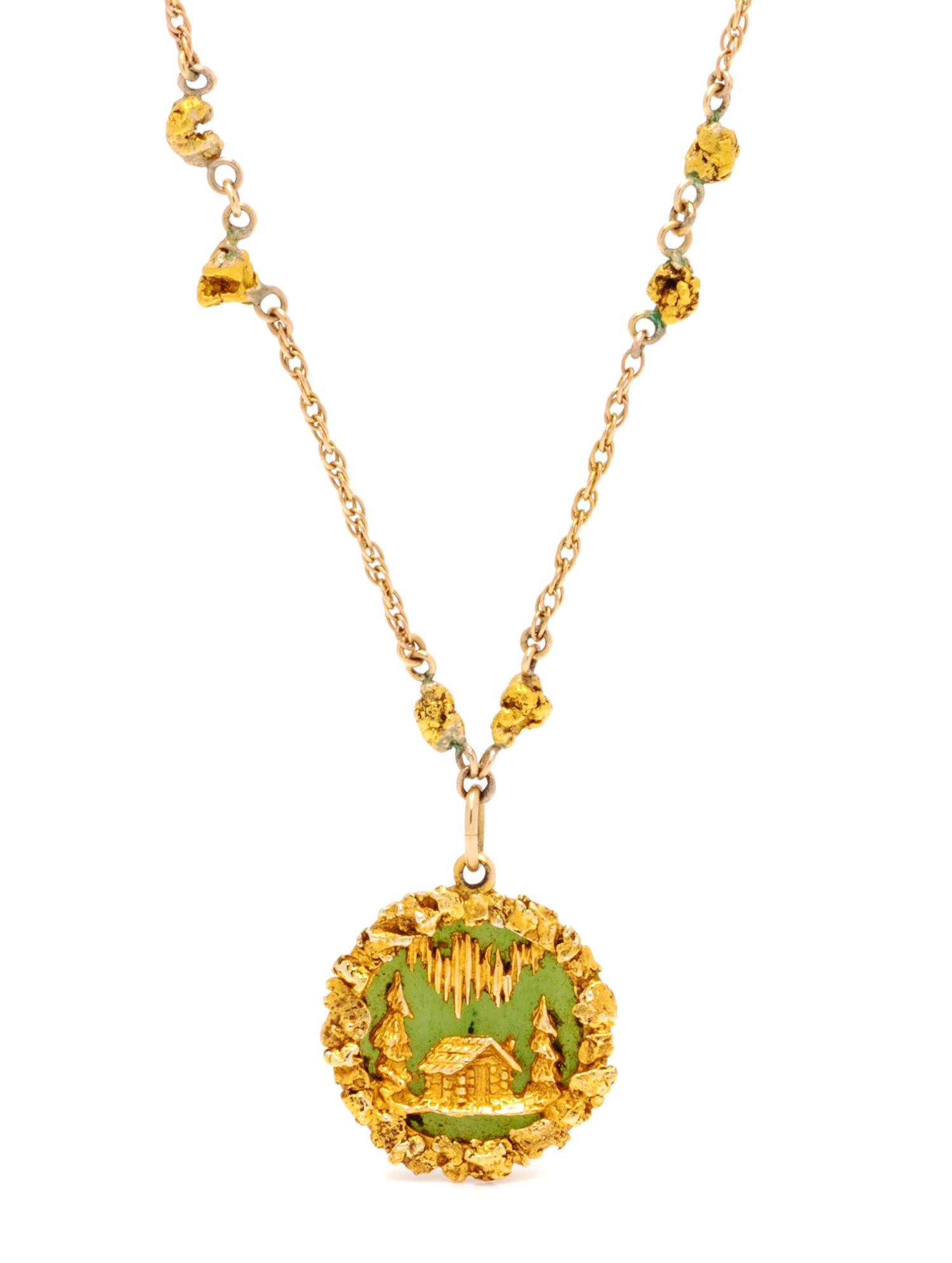 A Yellow Gold and Nephrite Jade Pendant/Necklace,