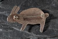 Tufa Cast Silver and Turquoise Rabbit Pin / Brooch