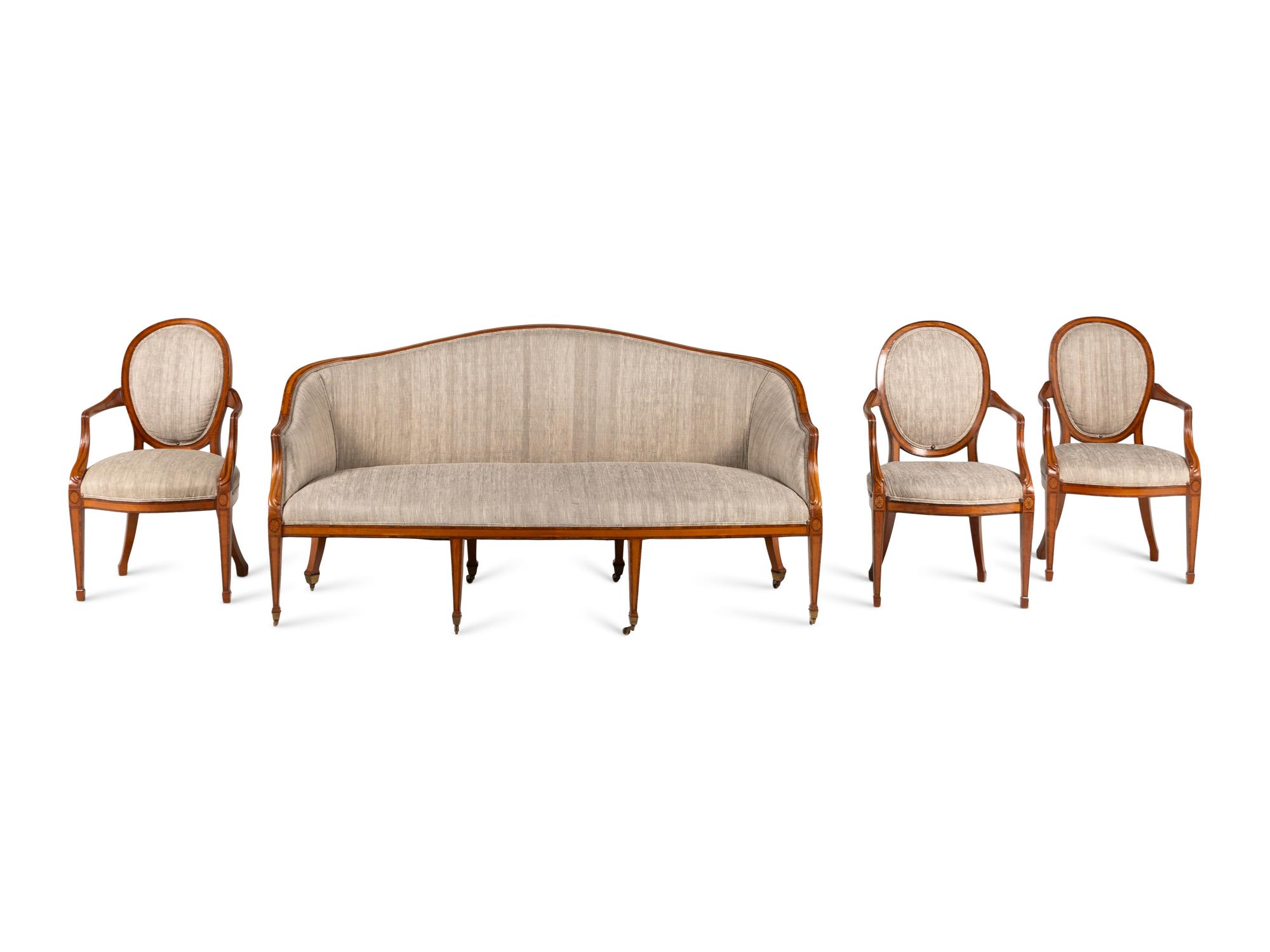 A George III Satinwood Four-Piece Seating Suite