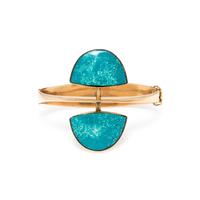 MODERNIST, YELLOW GOLD AND BLUE HARDSTONE BANGLE BRACELET