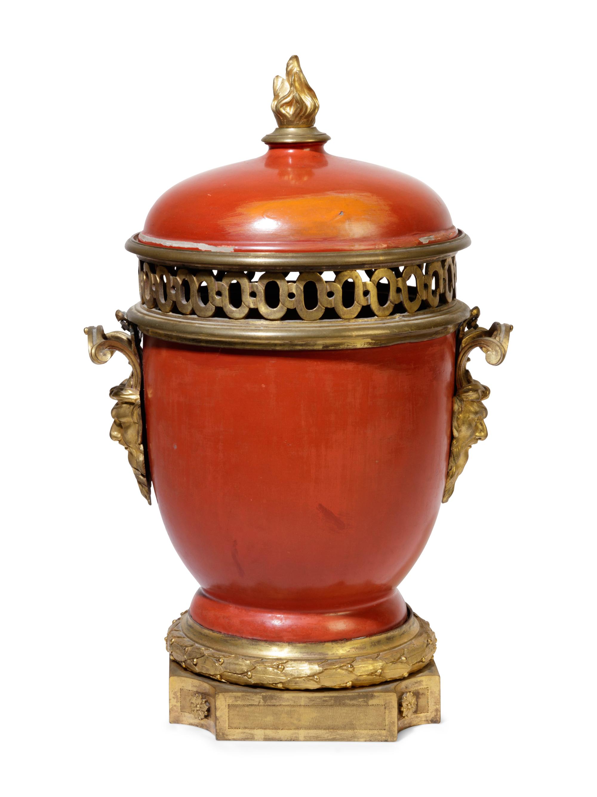 A Louis XVI Gilt Bronze Mounted Lacquer Urn