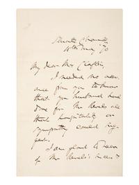 [AFRICAN AMERICANA]. SUMNER, Charles (1811-1874). ALS from Charles Sumner, thanking Massachusetts Governor for hosting Hiram Revels, first Black senator. "Senate Chambers," 10 May 1870.