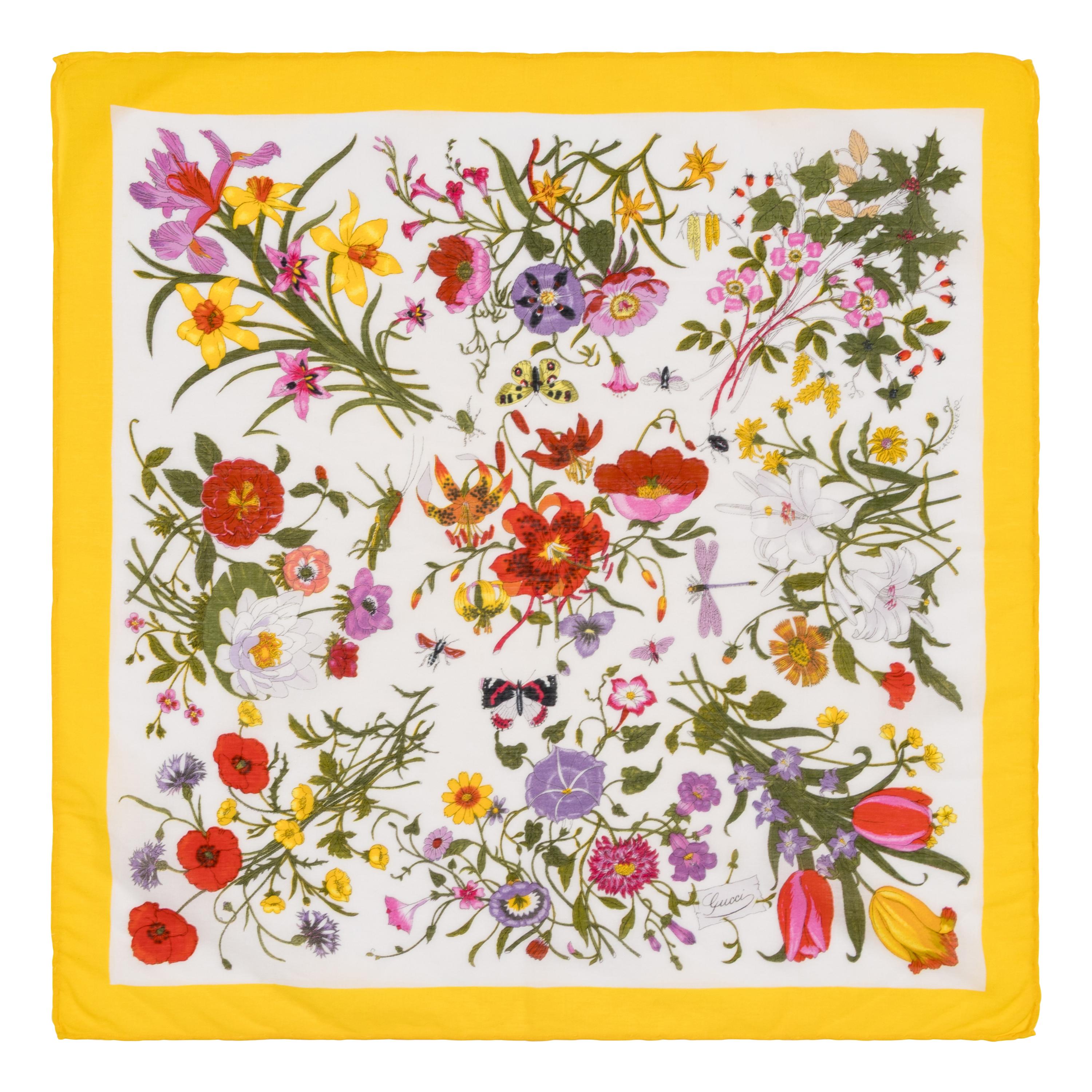 Gucci, Five Silk & Two Cotton Scarves