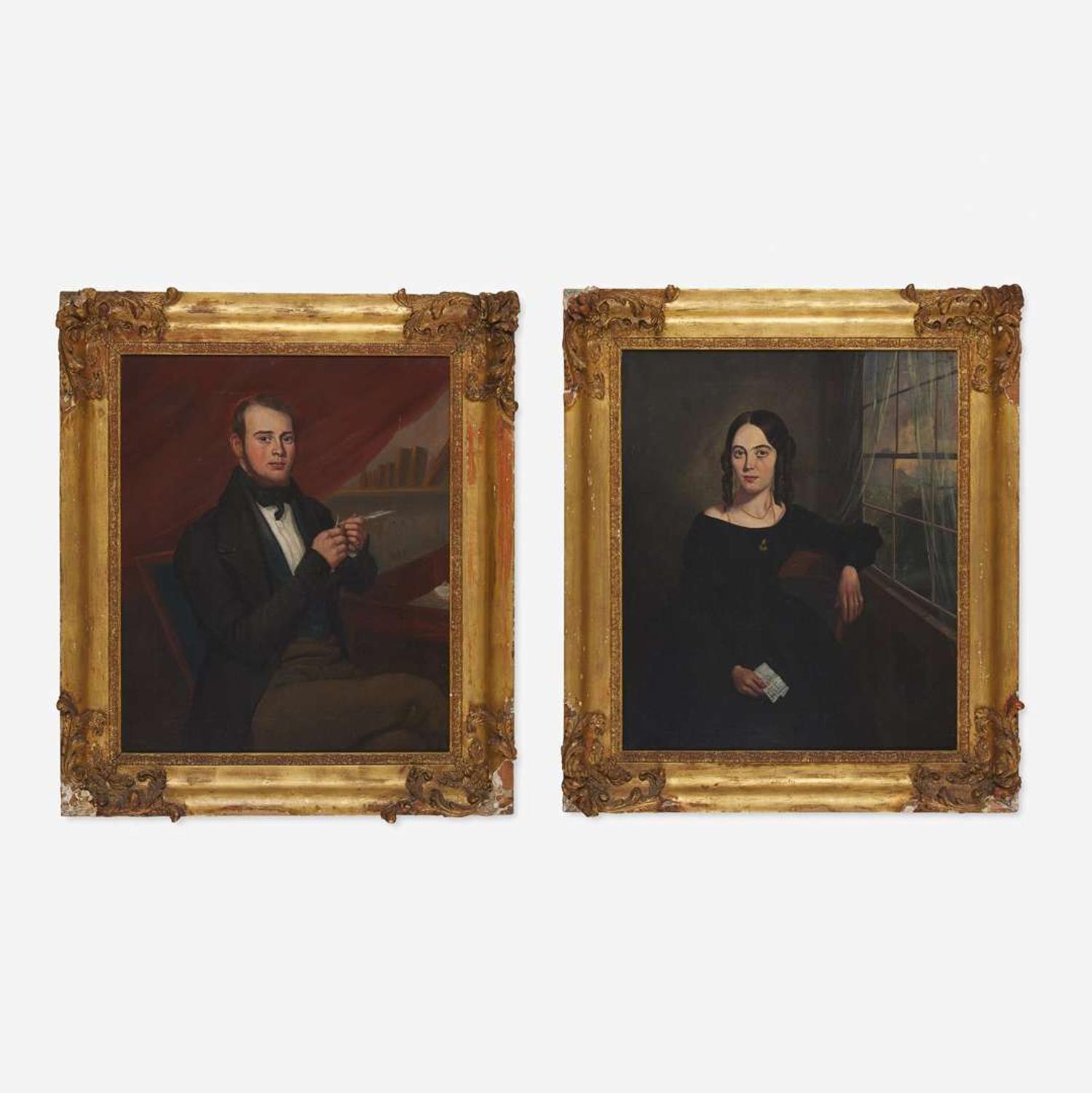 Philip John Ouless (English, 1817-1885) Pair of Portraits: Lady and Gentleman, dated "`1842"