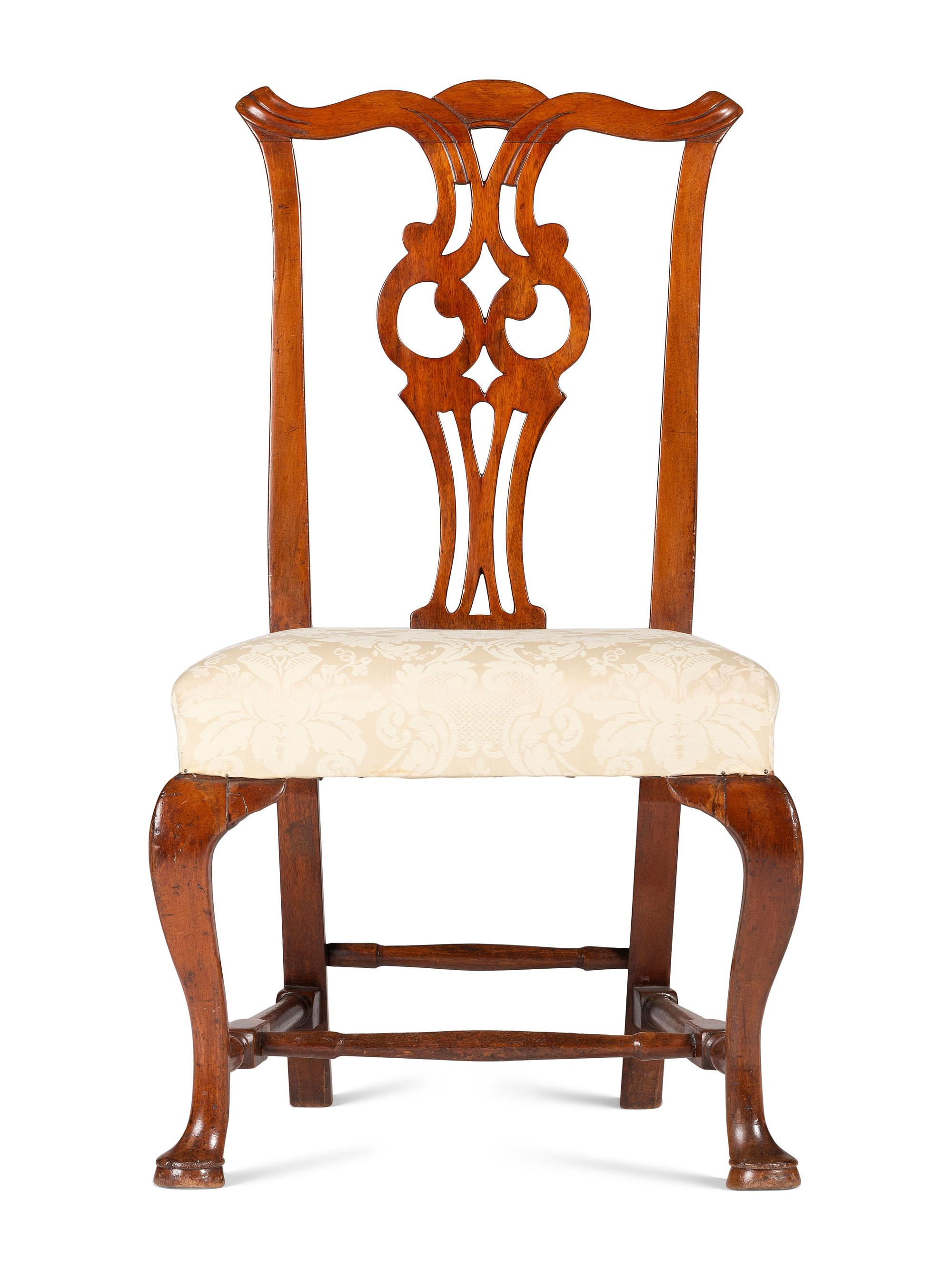 A Queen Anne Carved Cherrywood Owl's Eye Side Chair