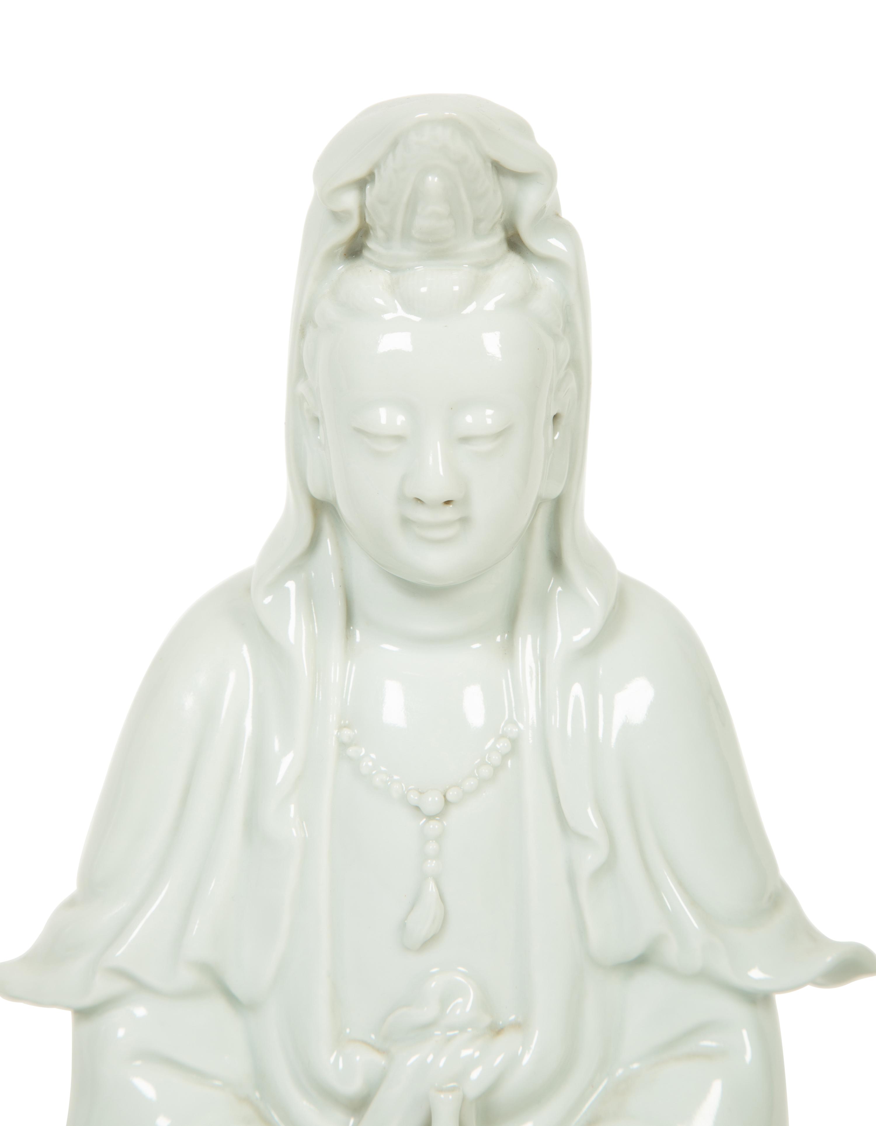 A Pair of Chinese Blanc-de-Chine Porcelain Figures of Guanyin — 20TH CENTURY