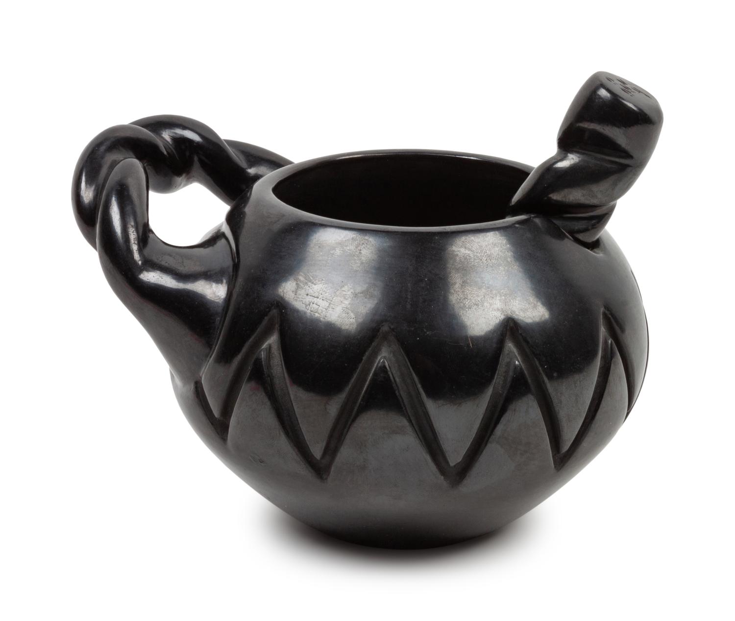Blackware Bean Pot and Ladle