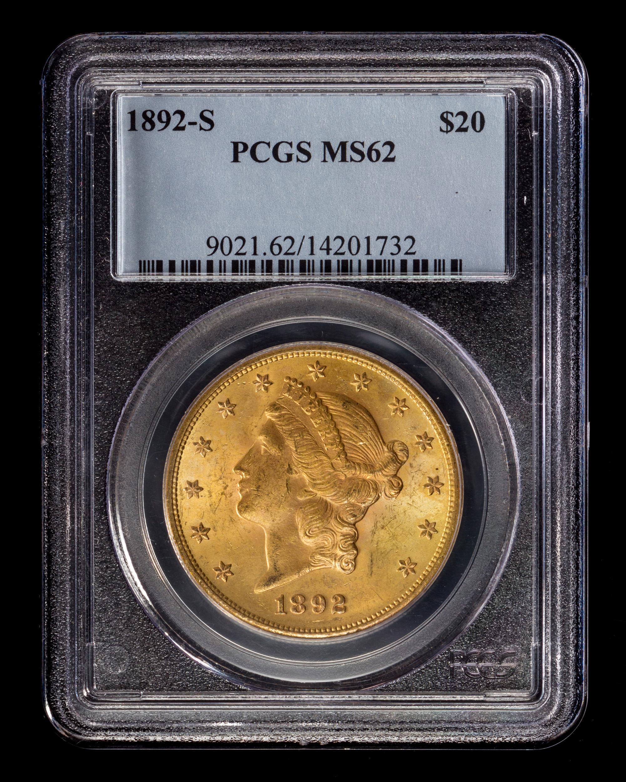 A United States 1892-S Liberty Head $20 Gold Coin