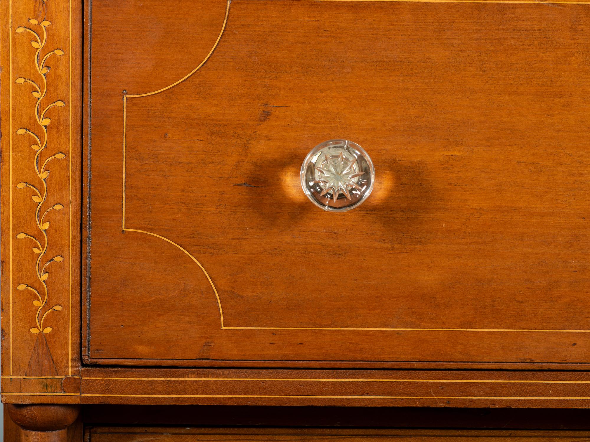 A Federal Inlaid and Turned Cherrywood Chest of Drawers