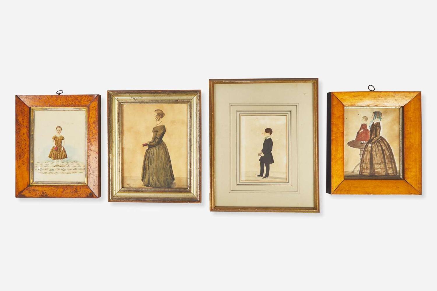 American and English School 19th century, A Group of Four Small Portraits of Ladies and Children, circa 1840-1850
