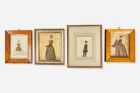 American and English School 19th century, A Group of Four Small Portraits of Ladies and Children, circa 1840-1850