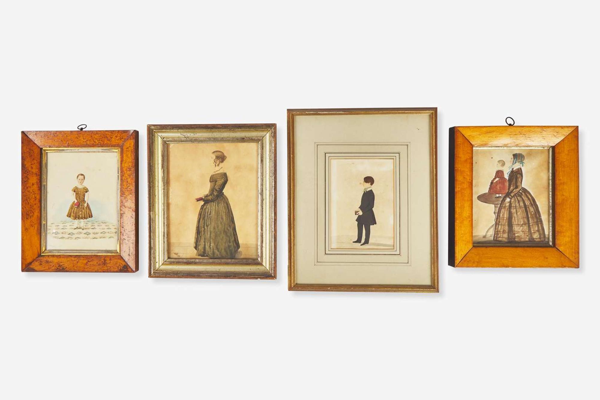 American and English School 19th century, A Group of Four Small Portraits of Ladies and Children, circa 1840-1850