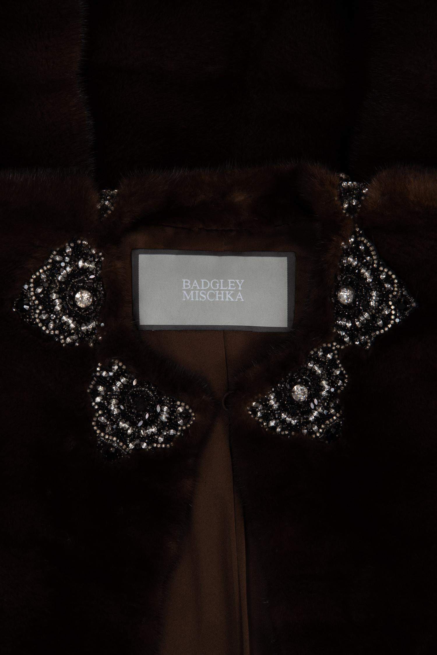 Badgley Mischka Mink Coat with Rhinestone