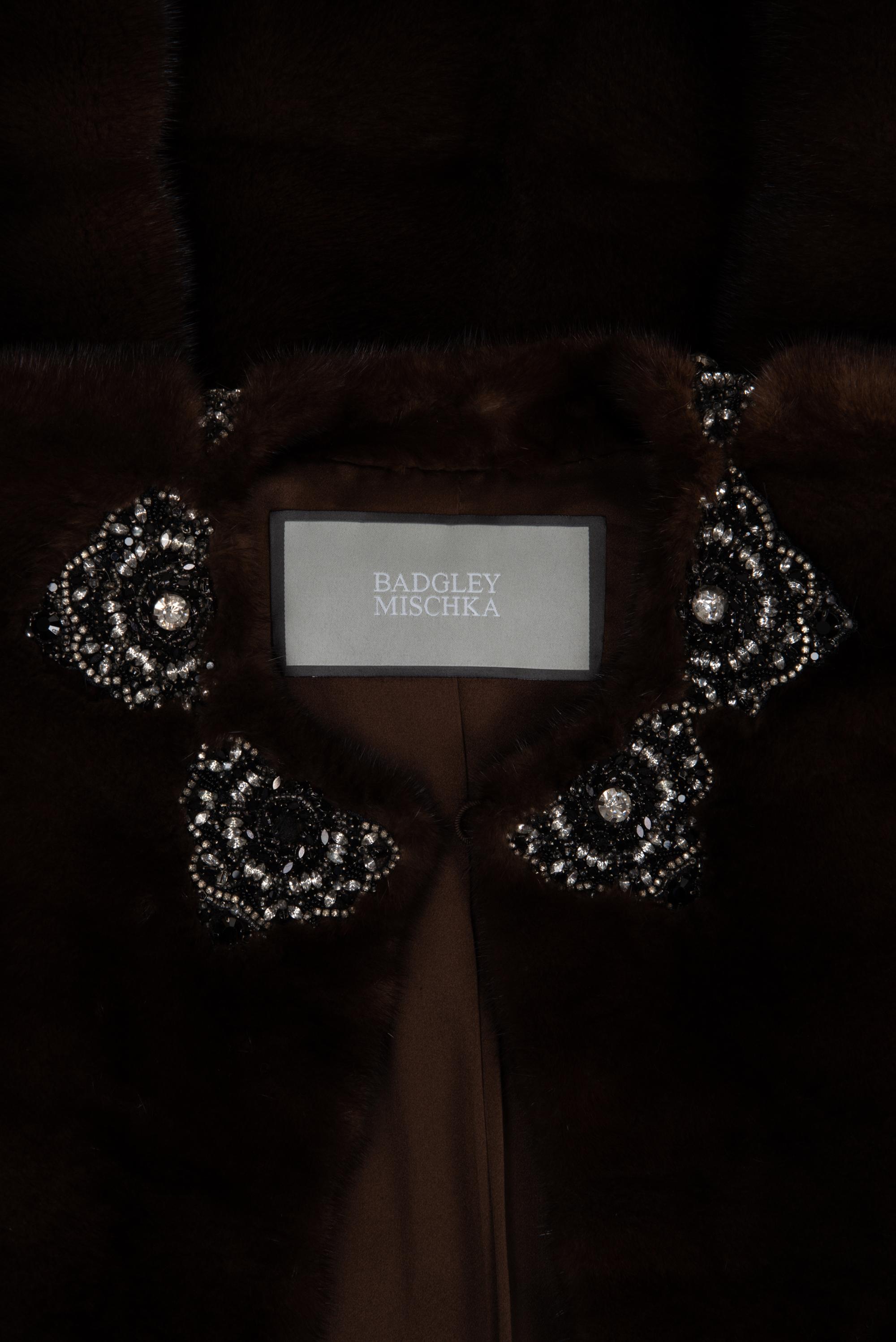 Badgley Mischka Mink Coat with Rhinestone