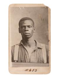 [CRIME & PUNISHMENT]. CDV "mug shot" of William Jackson, arrested for burglary in Carlyle, IL. [1900].
