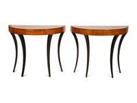 A Pair of Neoclassical Parcel Ebonized Fruitwood Console Tables — Early 19th Century