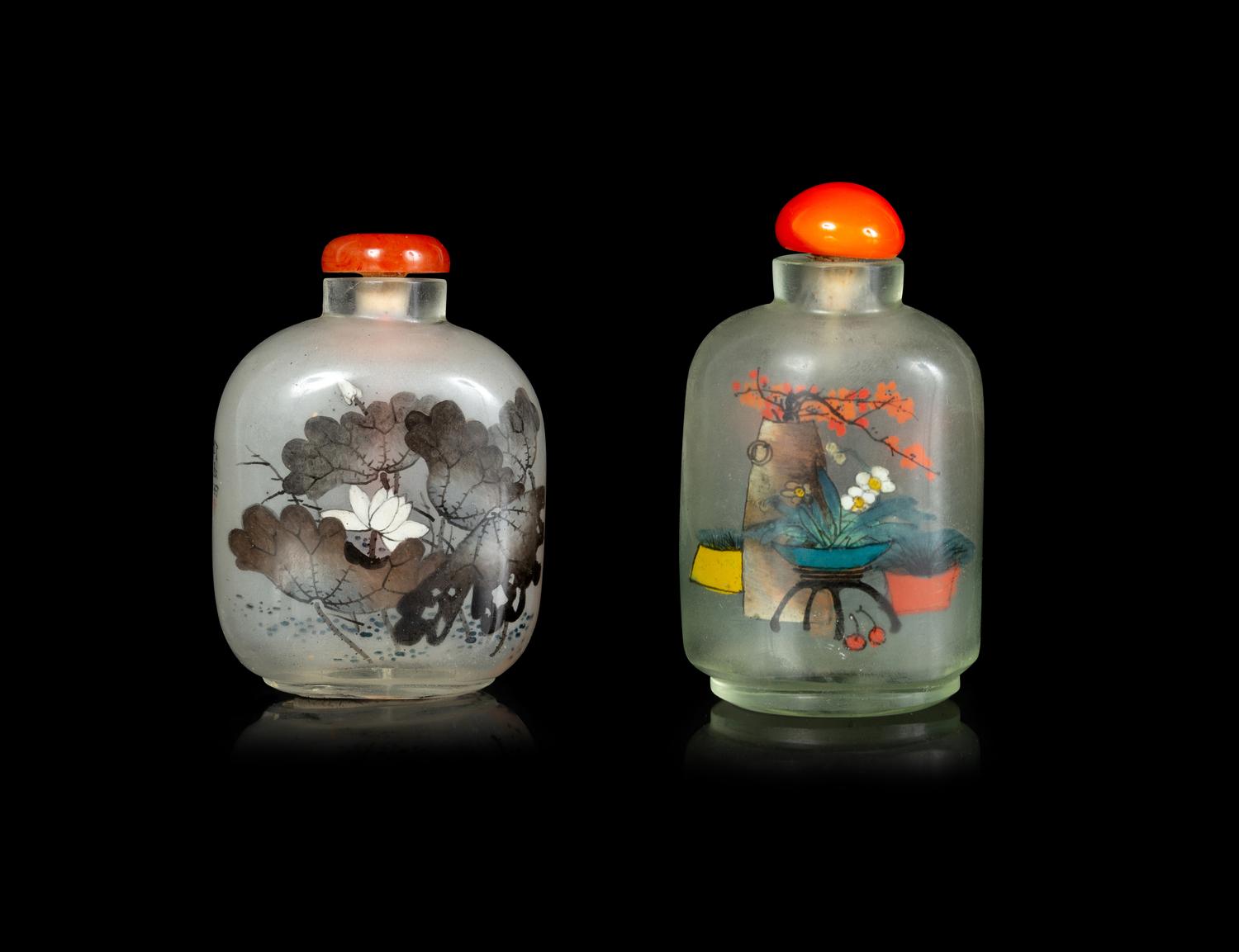 Two Chinese Inside Painted Glass Snuff Bottle