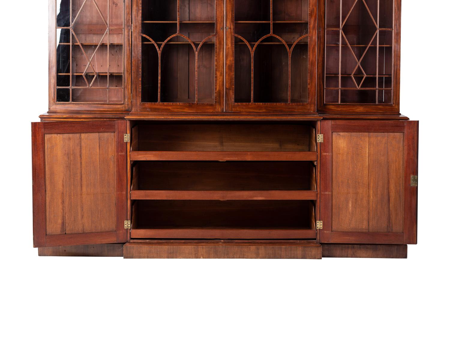 An English Mahogany Breakfront Bookcase