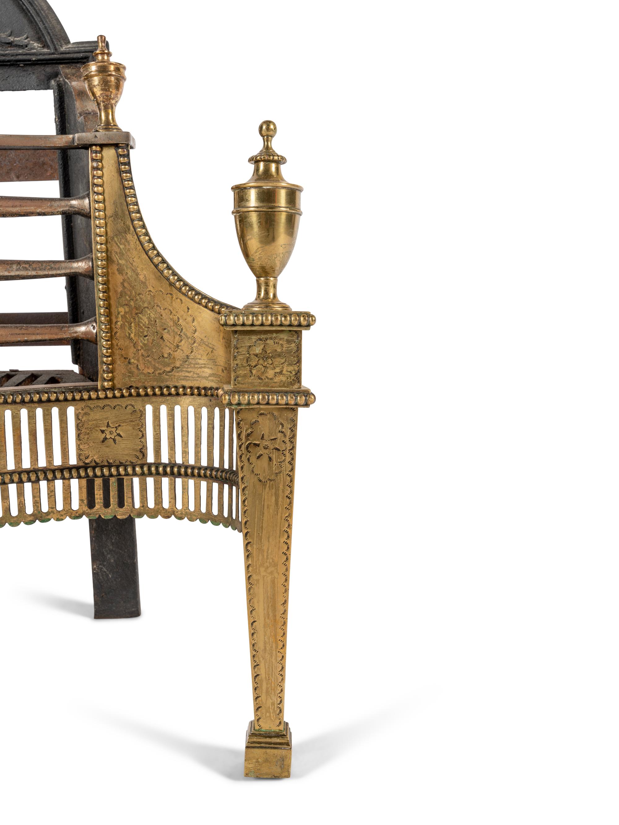 A George III Brass and Steel Firegrate