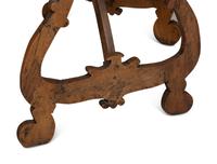 A Pair of Italian Baroque Walnut Demilune Console Tables