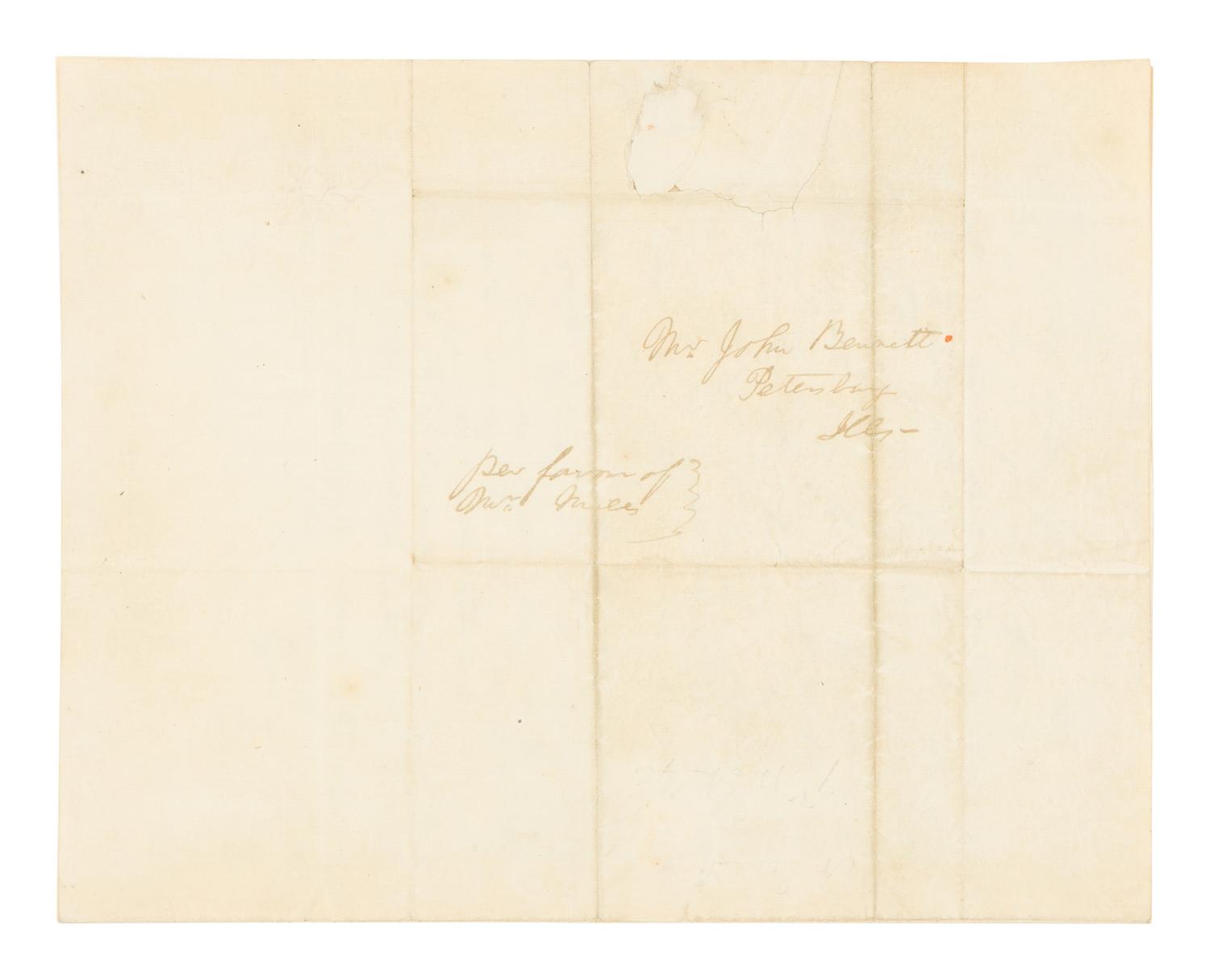 LINCOLN, Abraham (1809-1865). Autograph letter, signed ("A. Lincoln"), to John Bennett. Springfield, Illinois, 7 March 1843.