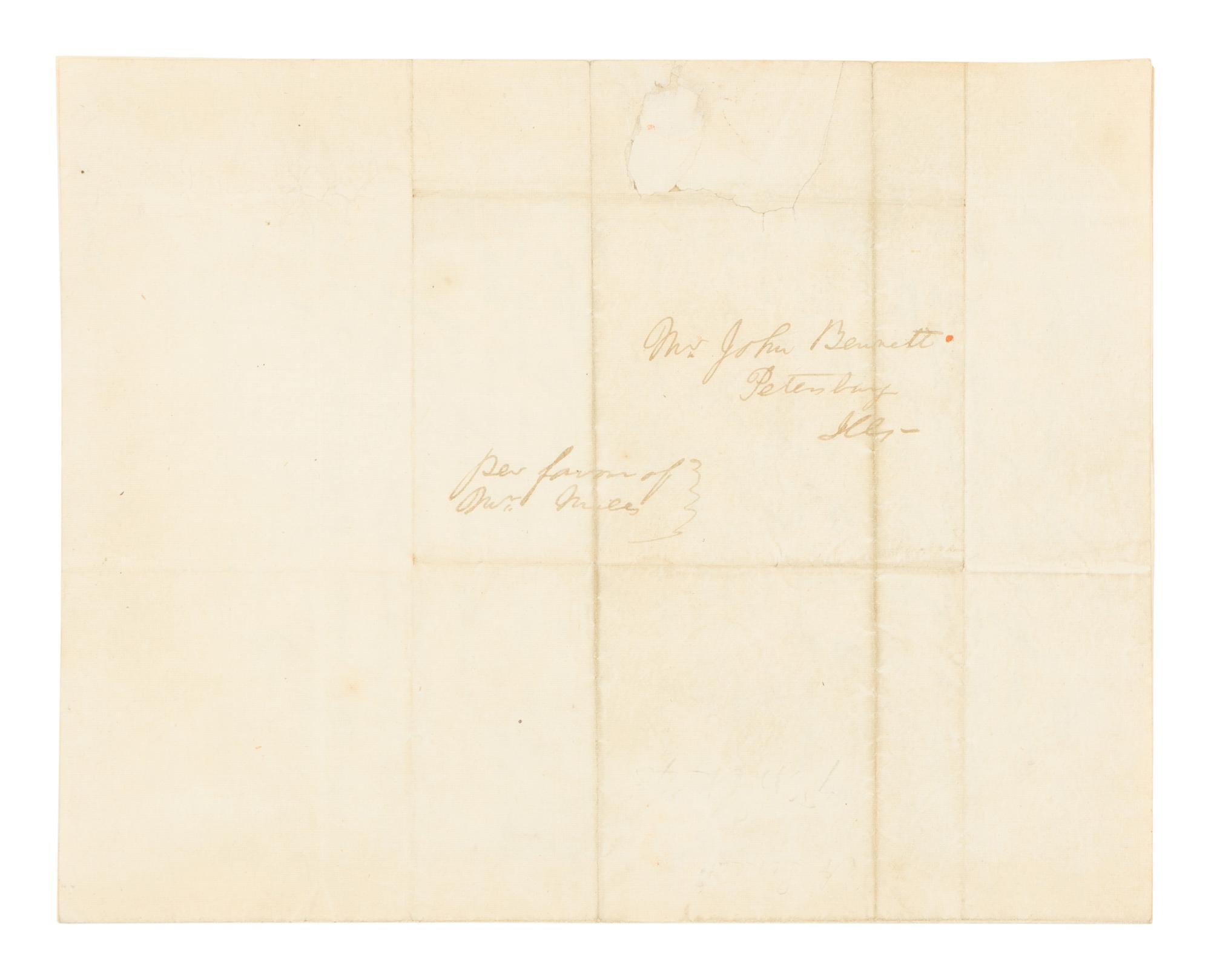 LINCOLN, Abraham (1809-1865). Autograph letter, signed ("A. Lincoln"), to John Bennett. Springfield, Illinois, 7 March 1843.