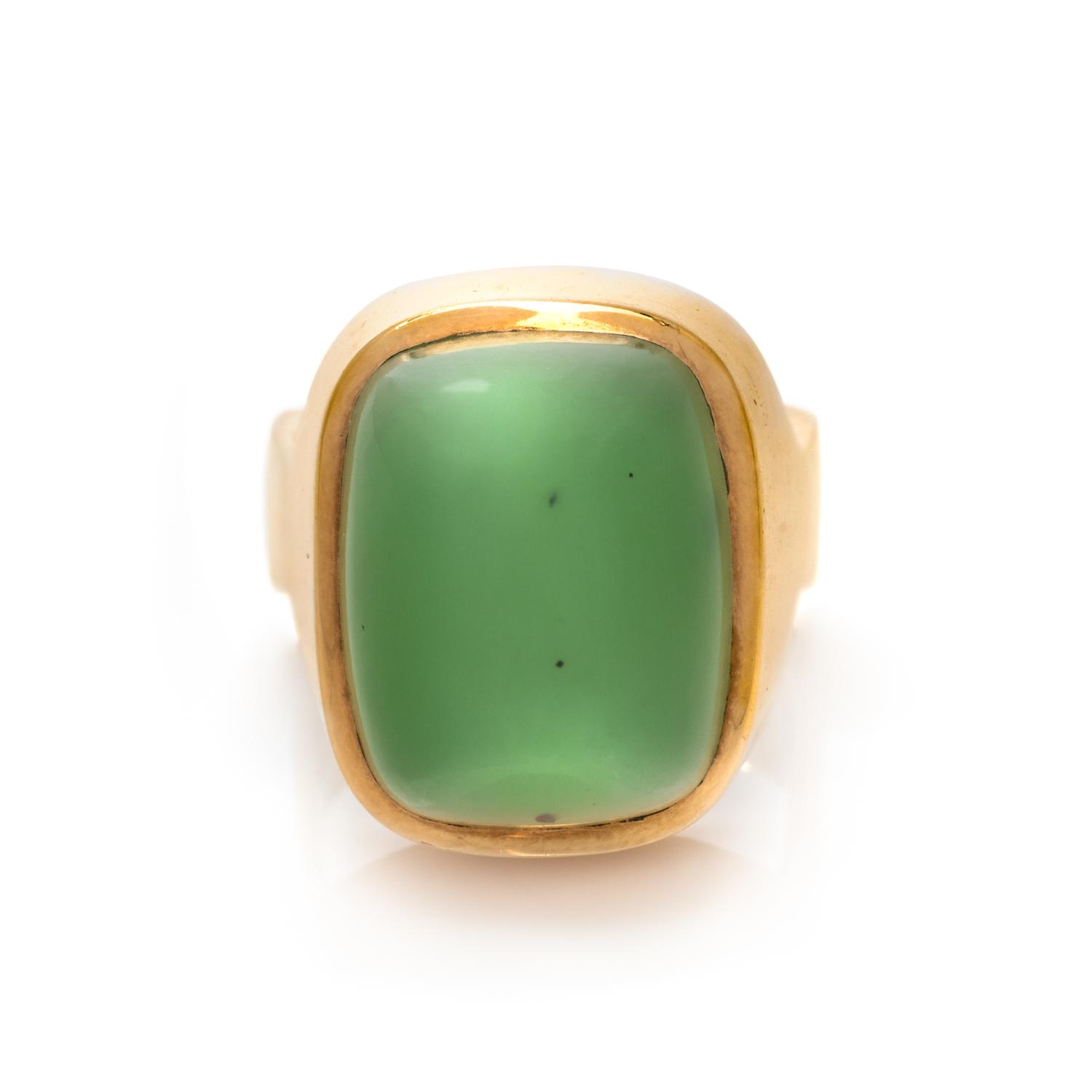 OLE LYNGGAARD, YELLOW GOLD AND NEPHRITE RING