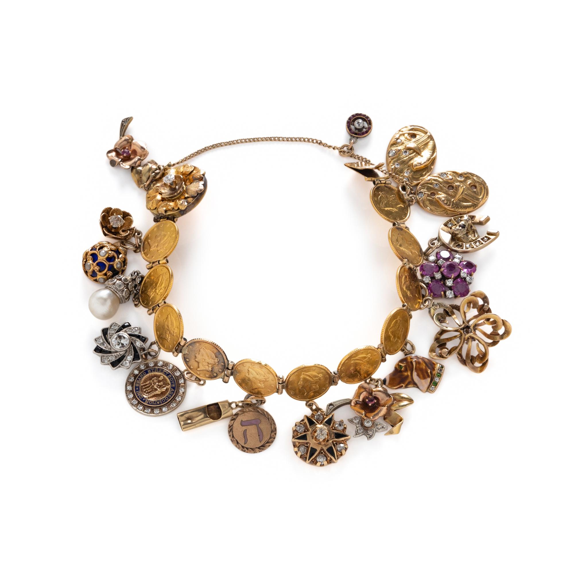 YELLOW GOLD CHARM BRACELET
