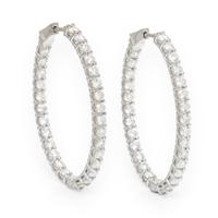 DIAMOND AND WHITE GOLD INSIDE OUT OVAL HOOP EARRINGS