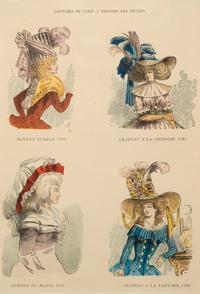 Four Framed Ladies' Costume Engravings Largest 10 1/4 x 6 3/4 inches.