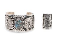Eagle Motif Silver Cuff with matching ring