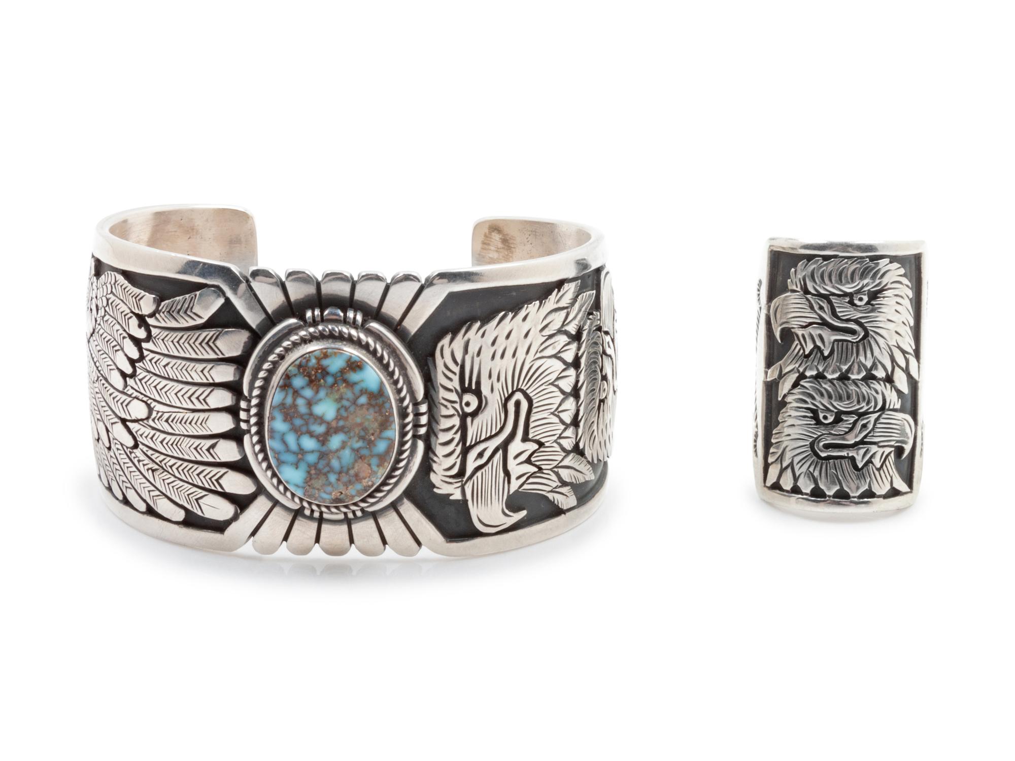 Eagle Motif Silver Cuff with matching ring