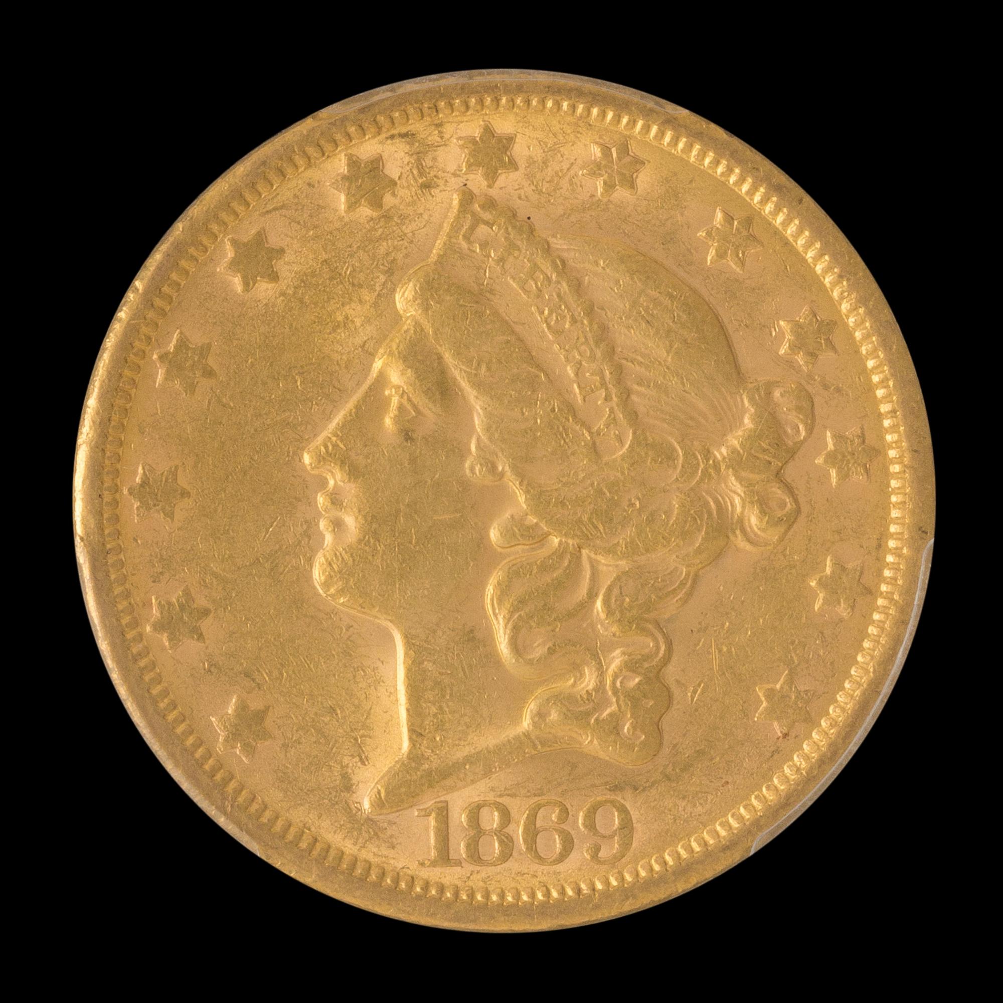 A United States 1869-S Liberty Head $20 Gold Coin