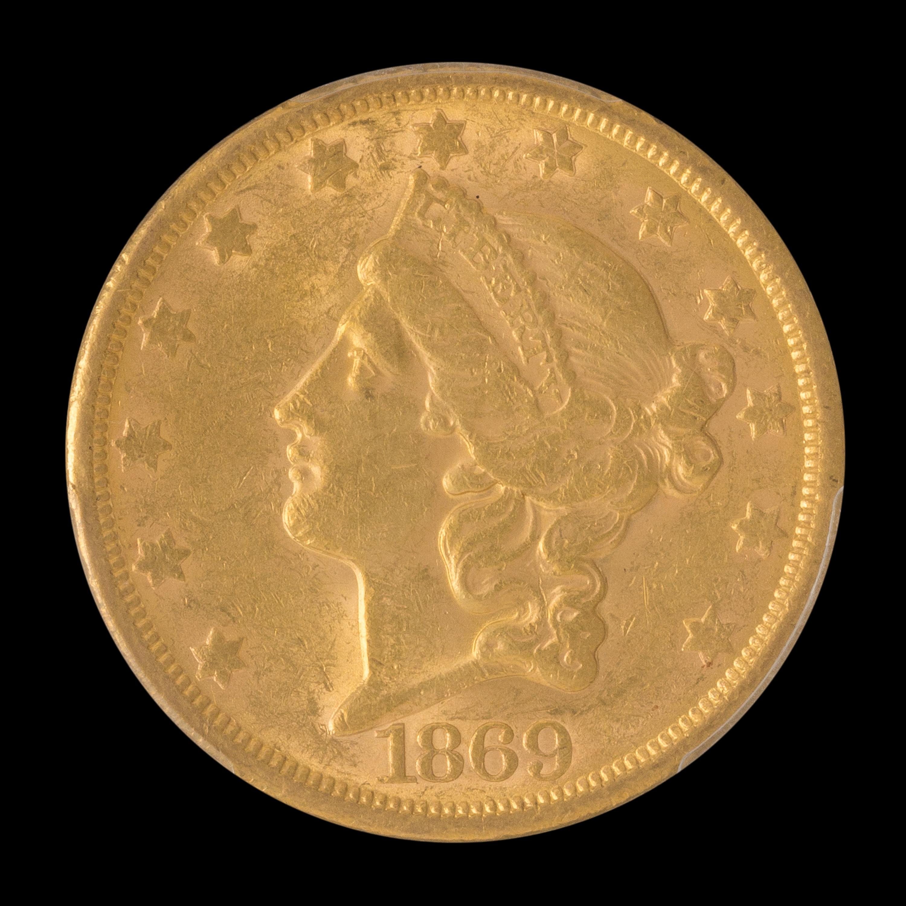 A United States 1869-S Liberty Head $20 Gold Coin