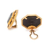 SUSAN BERMAN, YELLOW GOLD AND GEMSTONE EARCLIPS