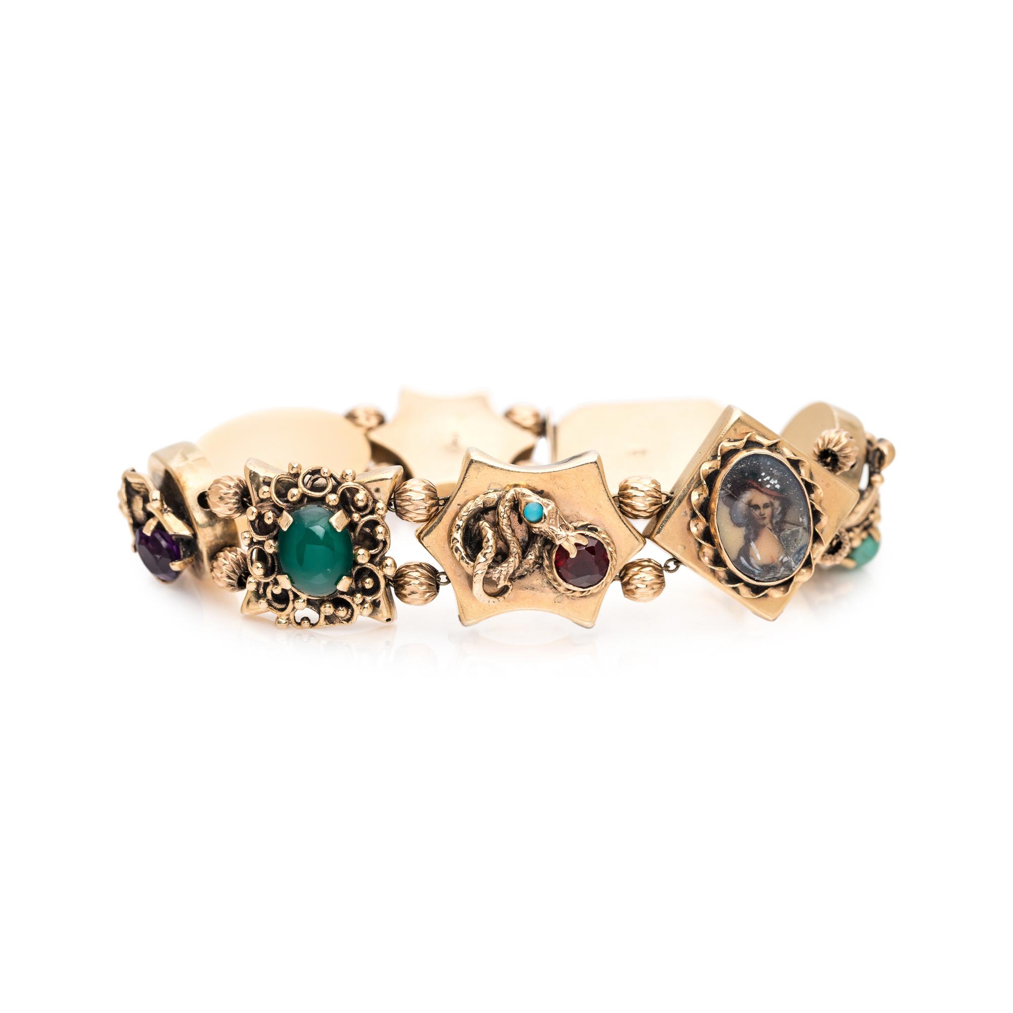 YELLOW GOLD AND MULTIGEM SLIDE CHARM BRACELET