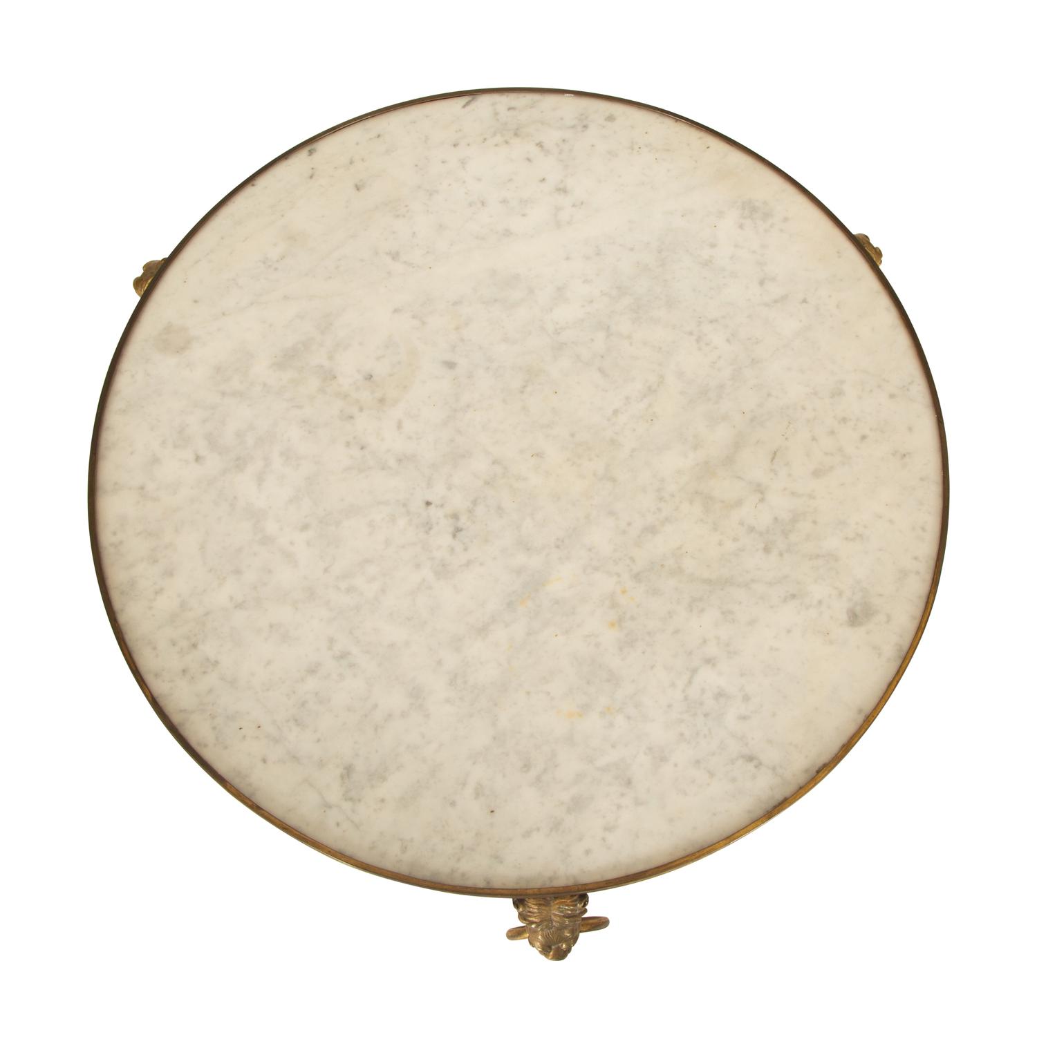 A French Empire Style Gilt Metal and Marble Top Gueridon Table — 20th Century