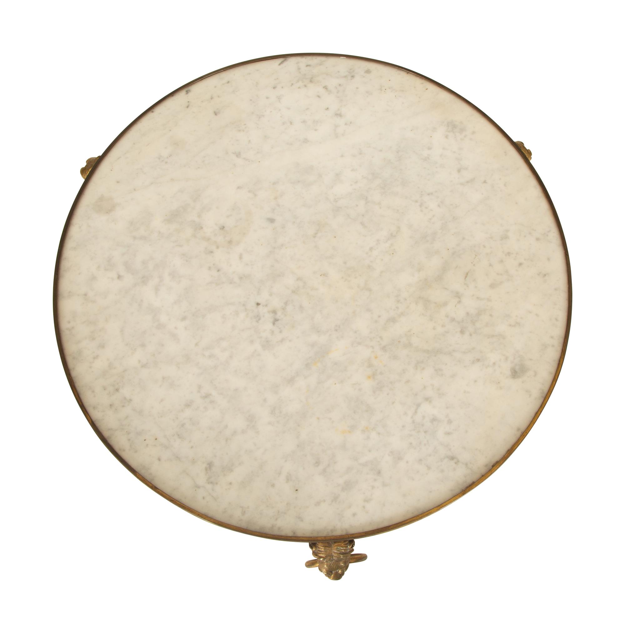 A French Empire Style Gilt Metal and Marble Top Gueridon Table — 20th Century