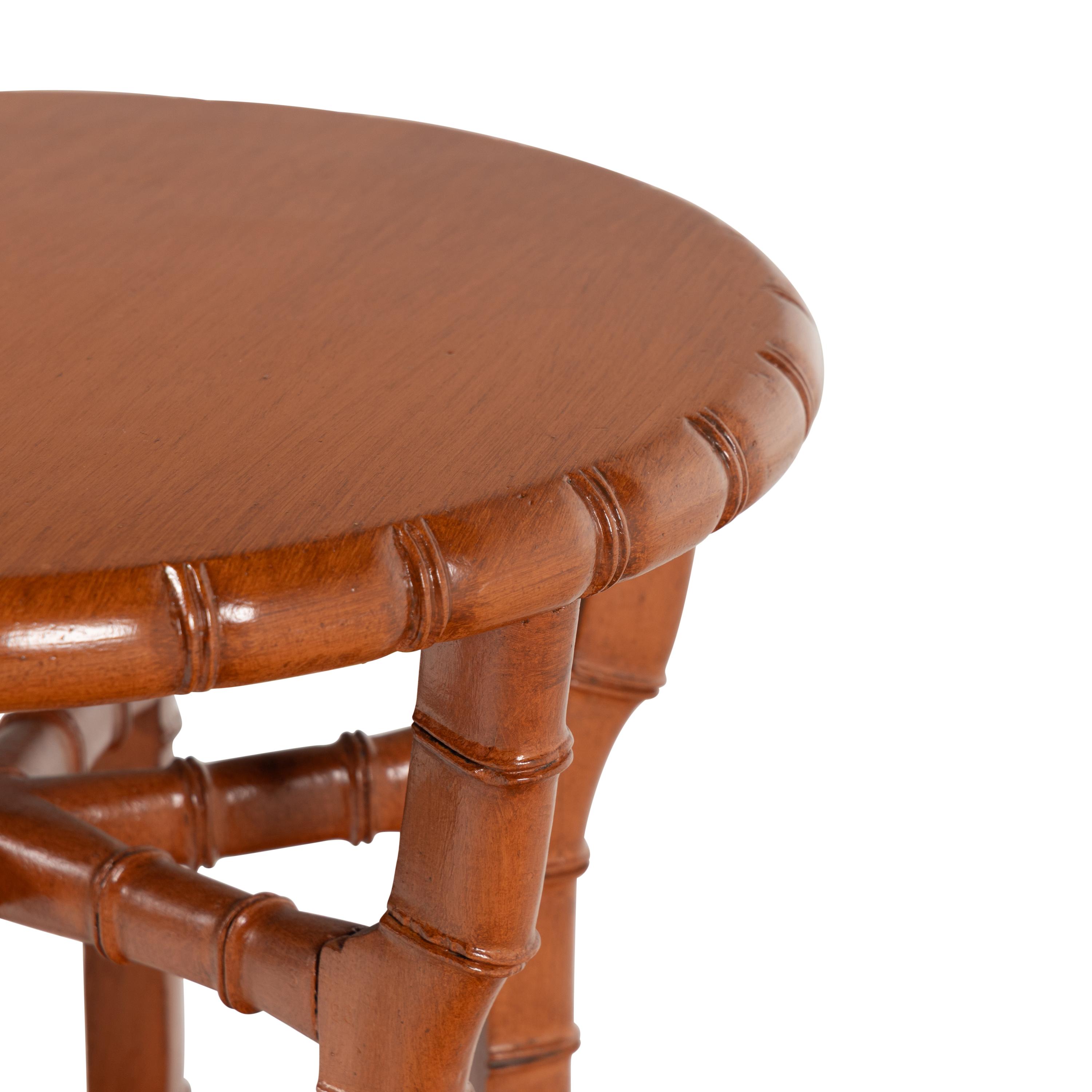 A Red-Painted Bamboo-Form Side Table